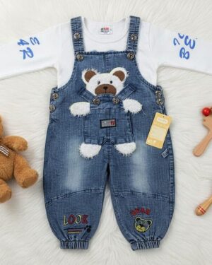 Teddy Bear Denim Romper