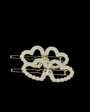 Double-Heart Pearl & Crystal Hair Pins