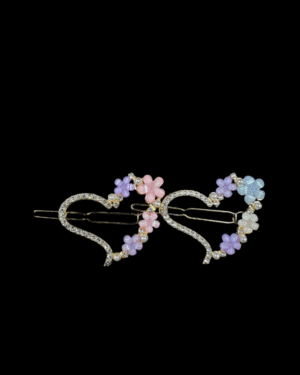 Floral Crystal & Colorful Petal Hair Pins