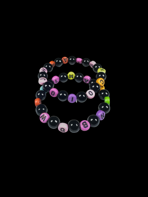 46 Multi-Color Round Letter Bead Bracelet Set