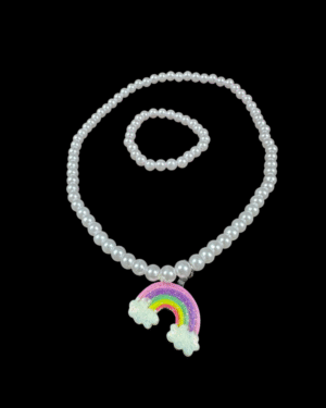 Rainbow Pearl Jewelry Set – 2-Piece Necklace and Bracelet