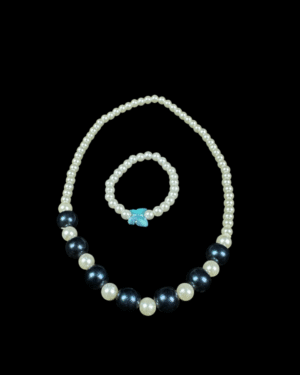 Pearl & Onyx-Style Beaded Necklace & Bracelet Set