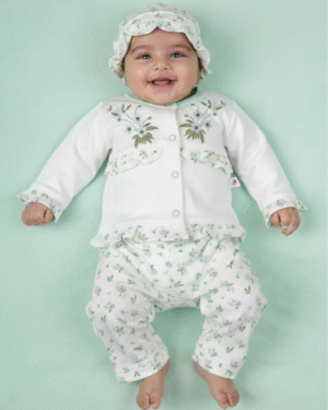 floral embroidery 3 piece set