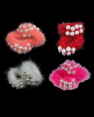Pearl Fuzzy Scrunchies